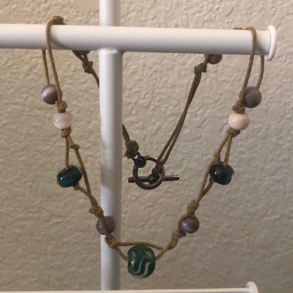 Necklace made with brown cord